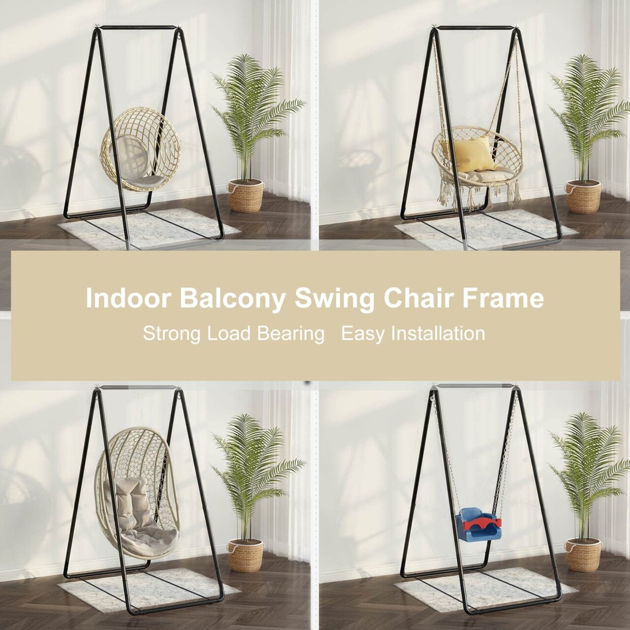 A-Shaped Strong Load Bearing Anti-Deformed Hammock Chair Stand Swing Seat Metal Support Rack